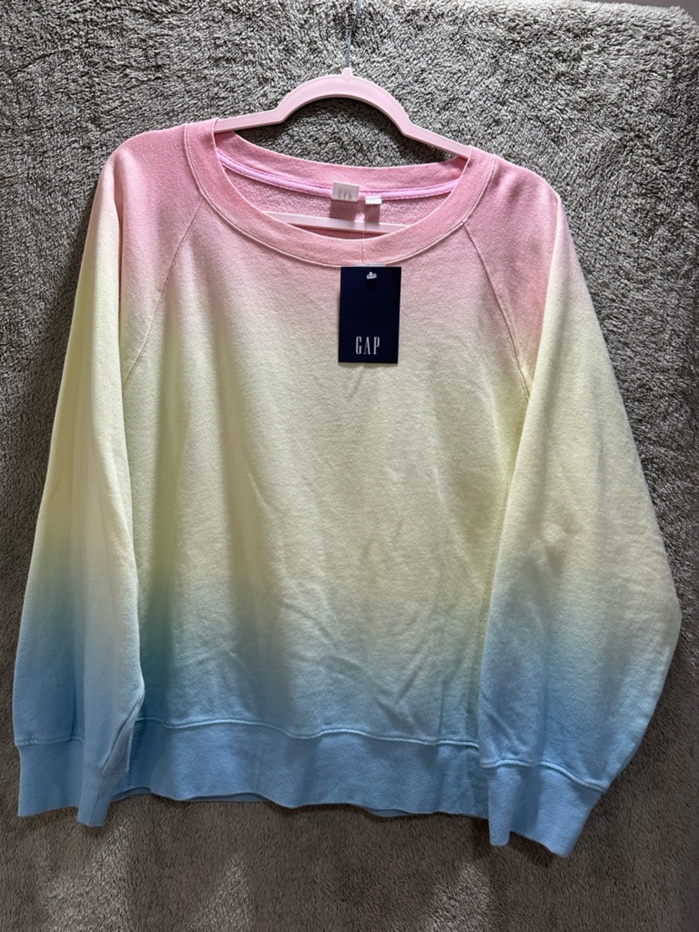GAP Women's Ombre Crewneck Sweater - Pink, Cream, Blue